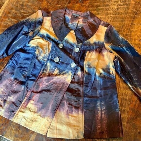 Piano Tie Dyed Silky Jacket Sz.M - Picture 1 of 11